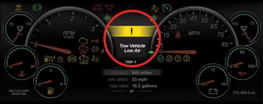 OptiView digital dash Tow Vehicle Low Air warning